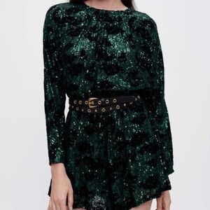 Maje - Green Sequin Romper.